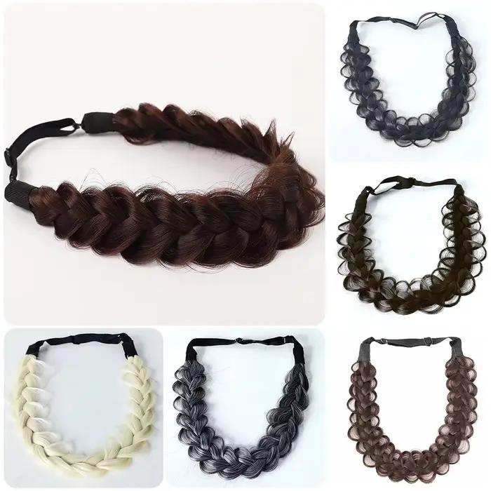 Bande de Sauna Tressée en Cheveux Synthétiques, artificiel astique, Couleur Blond, Marron, pour Femme, Fille et Enfant