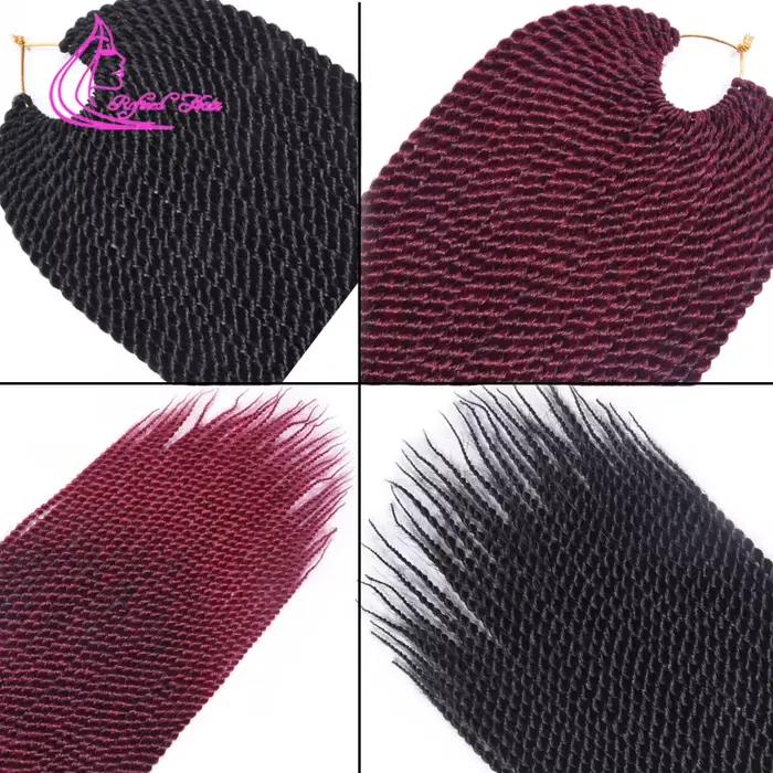 Cheveux raffinés synthétiques petites tresses au Crochet tresse torsadée sénégalaise 30 racines/pièce Extensions de cheveux tressés pour femmes africaines et filles