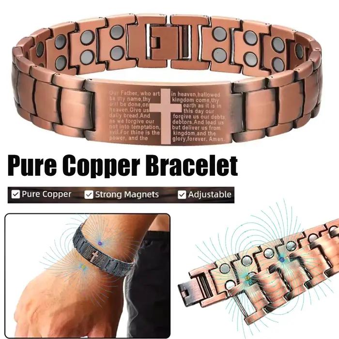 Bracelet Magnétique Pour Hommes Chaîne et Maillons Alliage de Cuivre Plaqués Aimants Puissants Occasions Spéciales Cadeau De Noël