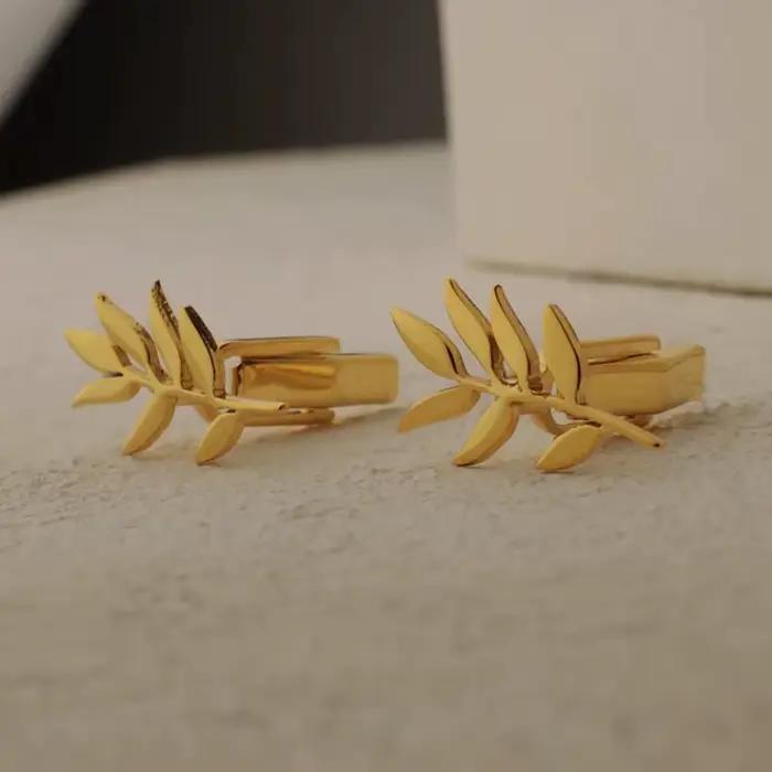 Boutons de manchette personnalisés à motif de branche d'olivier