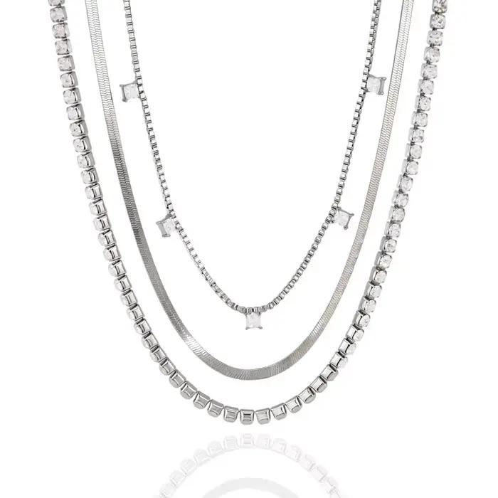 Collier multicouche empilable européen en acier inoxydable anti-allergie, minimaliste, pour femme, de qualité supérieure, polyvalent, chaîne de clavicule, cadeaux