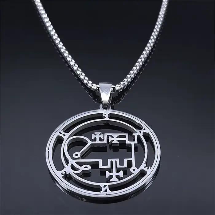 PHENEX démons de Goetia sigils collier femmes hommes gothique en acier inoxydable creux couleur argent pendentif colliers bijoux N8047S03