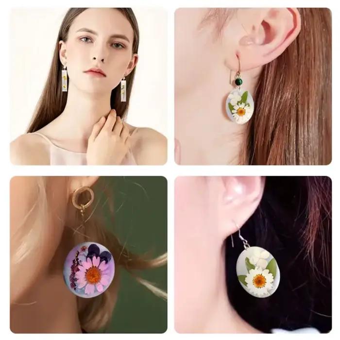 Moule boucle d'oreille en résine cristal époxy, ovales ronds, en moule artisanal fait à main