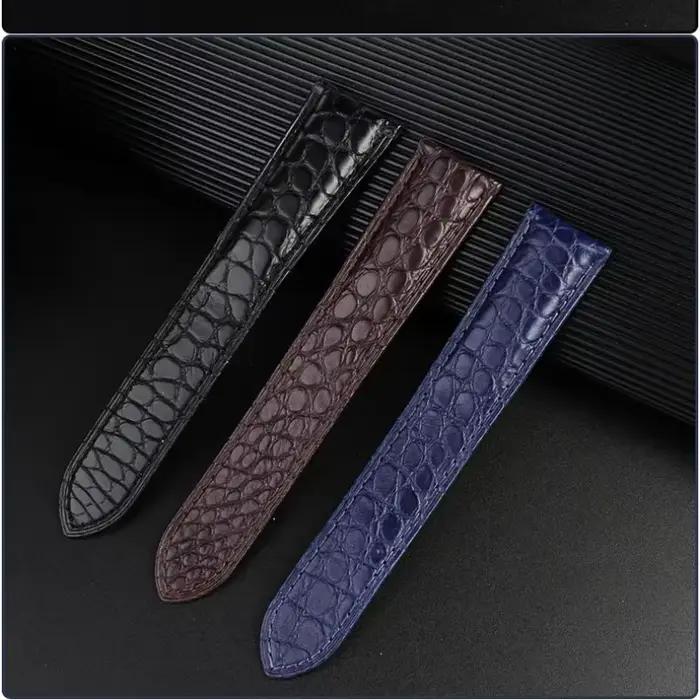 Bracelet pour homme Cartier en cuir véritable, modèle Tank Solo Key London Calibo, 20 22 23 24 25 mm, noir, marron, bleu