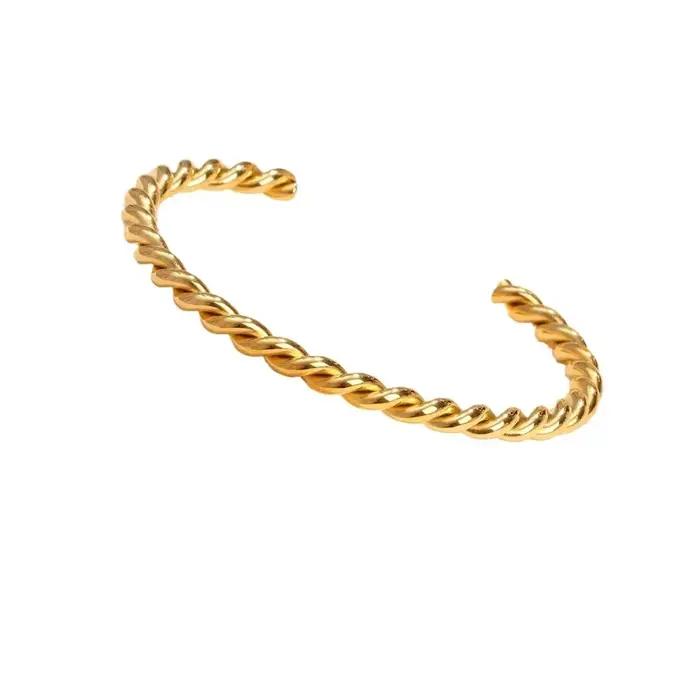Bracelets en acier inoxydable pour hommes et femmes, couleur or, chaîne torsadée, bijoux à porter sur la main, cadeaux