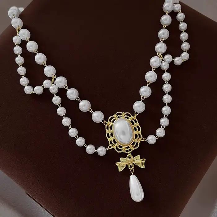 Collier ras du cou en perles baroques pour femmes, bijoux de luxe, fête de mariage, triple couche, couples, cadeau pour dames, nouveau