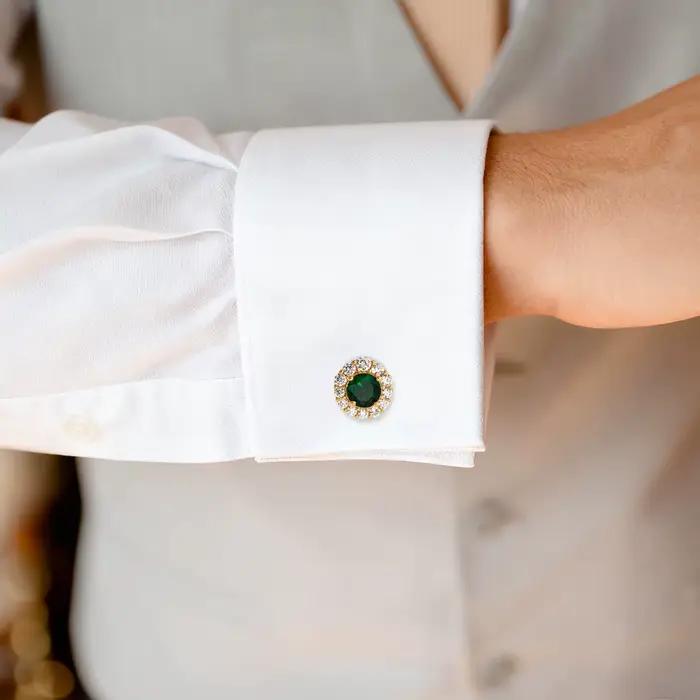 Hawson – boutons de manchette en Zircon plaqué or pour hommes, boutons de manchette en cristal de luxe pour chemises d'affaires formelles, accessoires de mariage
