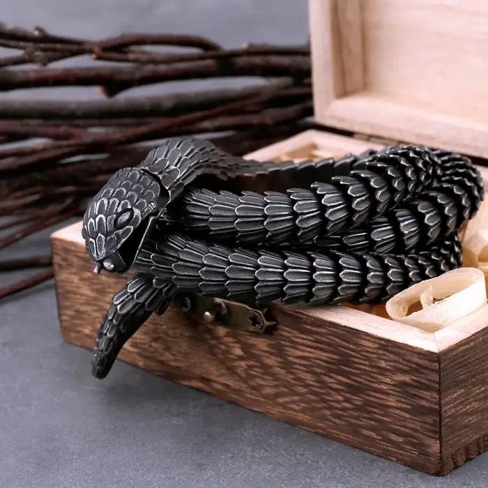 Collier Viking Ouroboros en acier inoxydable pour hommes, collier de salle gothique punk, mode motard, bijoux à breloques vintage, cadeau, vente en gros