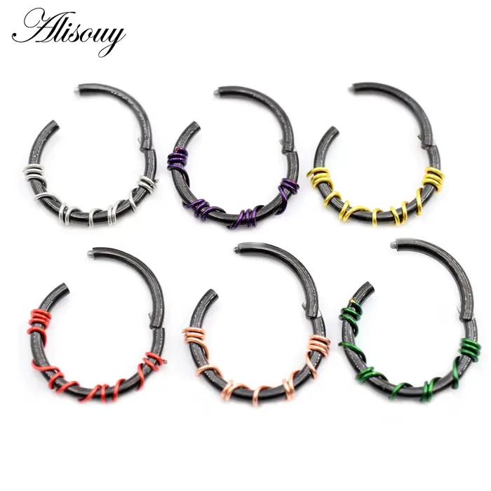 Alisouy-Générateur de piercing Septum en acier, anneau de segment articulé ClUNICEF, boucles d'oreilles Goth Antarchoop, cartilage d'oreille Jules Helix, 1 pièce