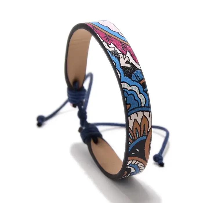Bracelet en cuir PU imprimé pour hommes, cadeau simple, bracelets à la mode, bijoux en gros, livraison directe, # XL008