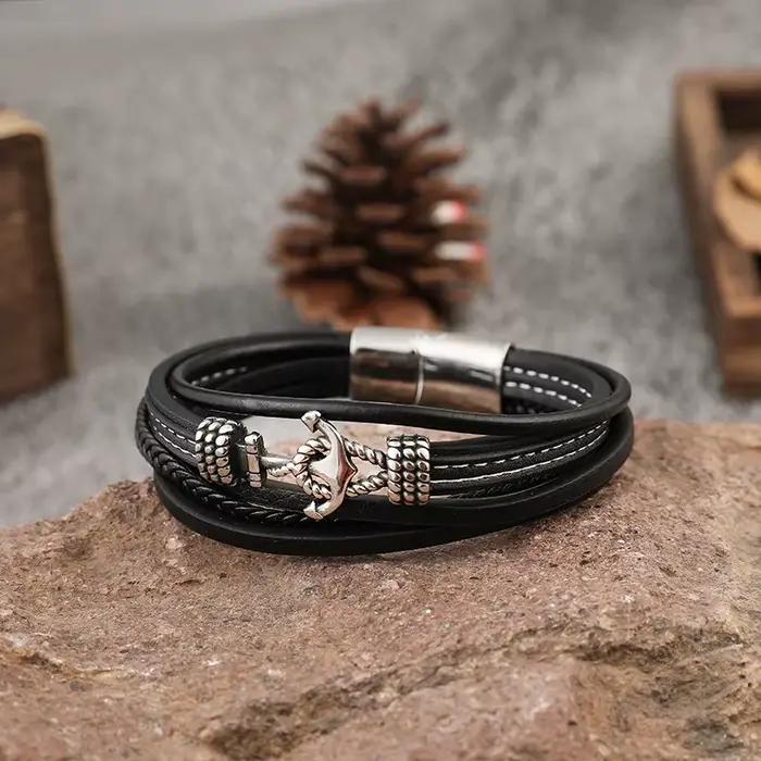 MKENDN – Bracelet ancre tissé à la main pour homme et femme
