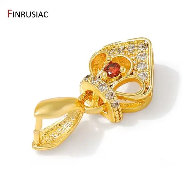 Laiton plaqué or 18 carats avec fermoirs de fianza de bijoux en Zircon pour la fabrication de colliers, fianza de pincement de pendentif pour fournitures de fabrication de bijoux à bricoler soi-même