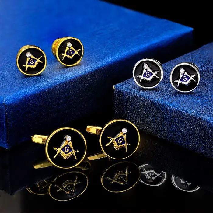 Levant de manchette en cristal avec logo maçonnique plaqué or argent titane bijou homme occasions spéciales