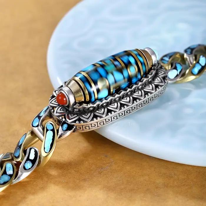 HX nouveau Guochao hommes Bracelet personnalité rétro transfert rotatif neuf yeux perle Bracelets haut de gamme cadeau bijoux de mode