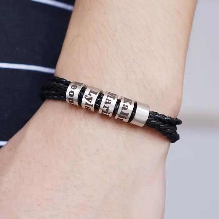 Bracelet tressé pour homme personnalisé avec les noms de la famille MaiLun, 1 pièce, cadeau personnalisé pour la fête des pères