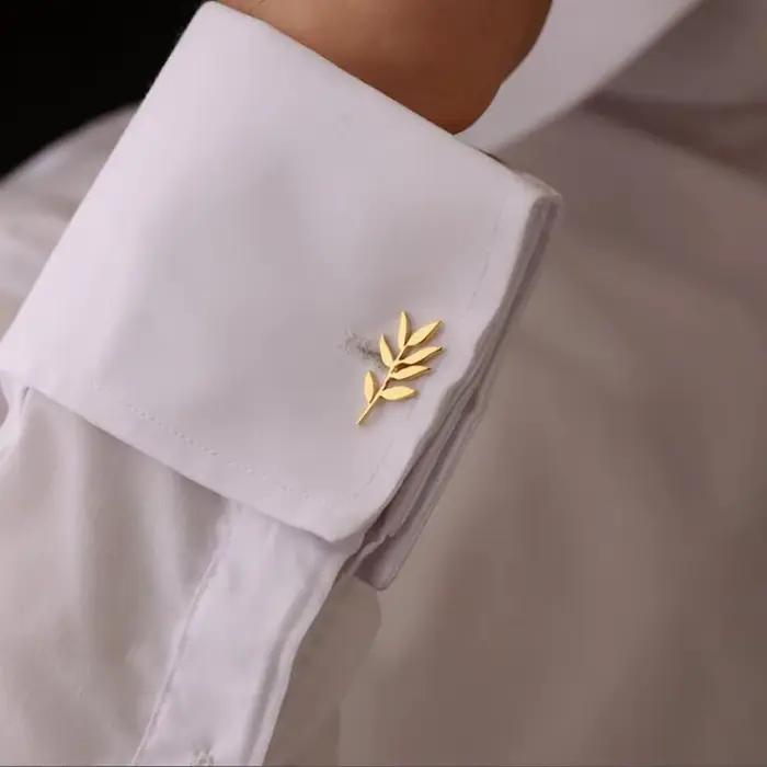 Boutons de manchette personnalisés à motif de branche d'olivier