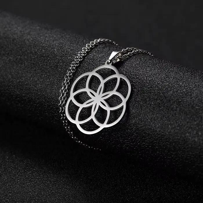 Collier fleur de vie HIPEE pour femmes et filles, collier en acier inoxydable, bijoux cadeau
