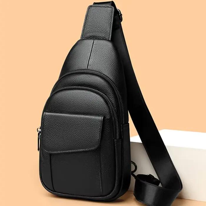 Sac de poitrine en cuir véritable pour hommes, sacs initiés masculins, sac à main en cuir de vachette, sacs à bandoulière de sport décontractés, sac à main pour hommes, haute qualité, nouveau