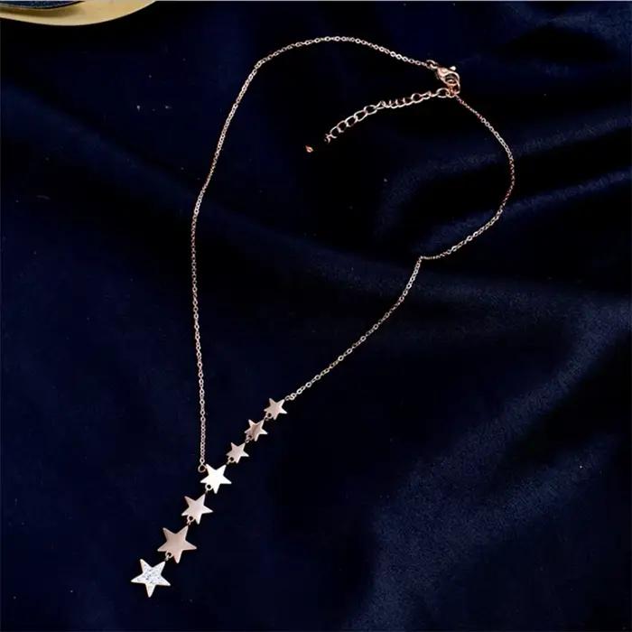 XIYANIKE 316L acier inoxydable étoiles Zircon colliers breloques chaîne colliers ras du cou 2021 nouveau pour les femmes mode bijoux Collier