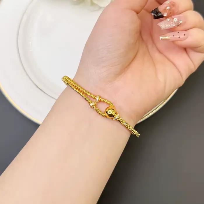 Bracelet en or 9999 léger engagement incrustation de diamant 24K bijou à la mode pour femmes occasions spéciales