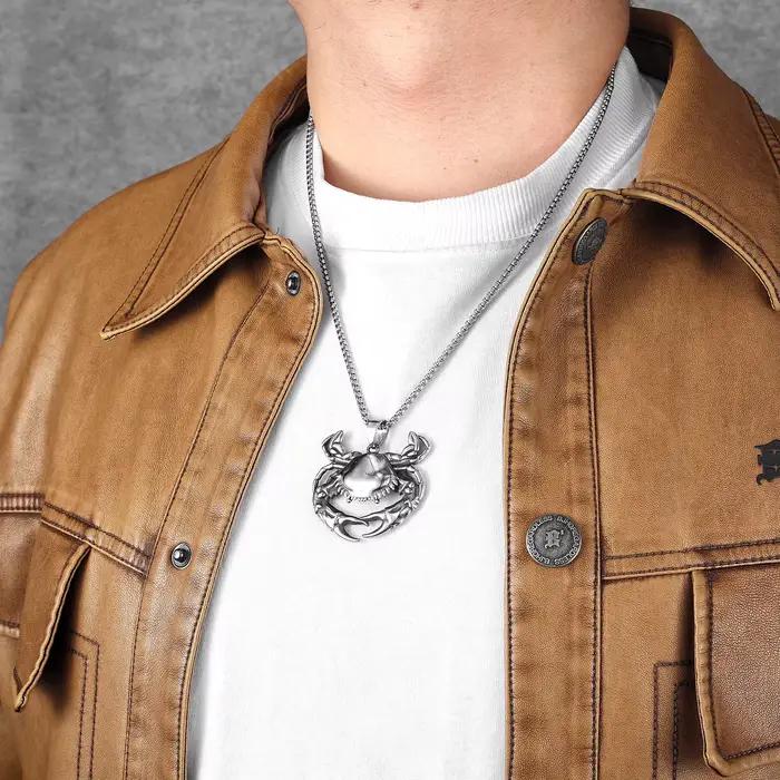 Colliers pour hommes avec pendentif en forme de crabe, bijoux en acier inoxydable pour hommes et femmes, nouveauté, accessoires punk hip hop, cadeaux, vente en gros