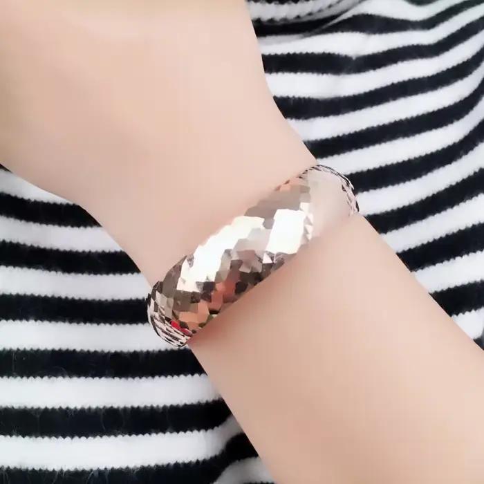 Bracelet large losange brillant pour hommes et femmes, plaqué or violet, or rose 14 carats, style hip hop, bijoux de fête, nouvelle mode, 585
