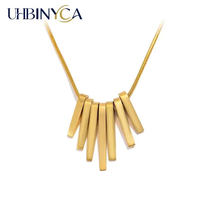 UHBINYCA collier en forme d'éventail pour femmes de Style minimaliste, bijoux exquis antirouille en acier inoxydable plaqué or