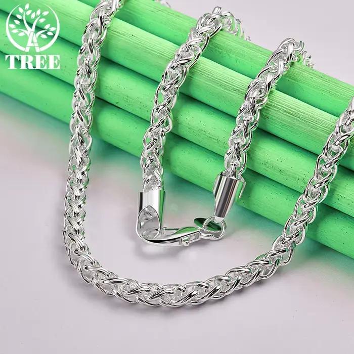 ALITREE-Collier en ULde chanvre en argent regardé 925 pour hommes et femmes, bijoux de fiançailles de mariage, cadeaux de Noël, mode de fête, 8mm