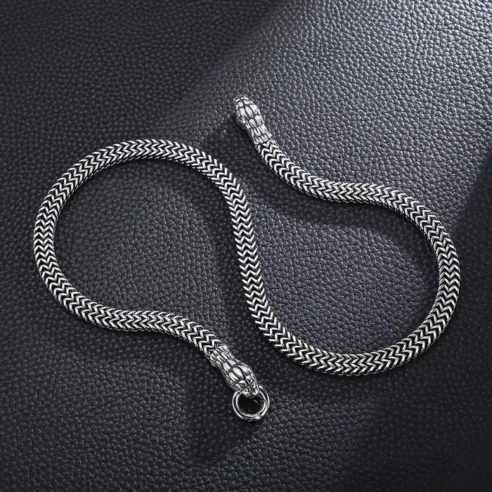 Collier chaîne tressée serpent punk Kalen, tendance, métal, acier inoxydable, 60 cm de long, accessoires, bijoux pour hommes
