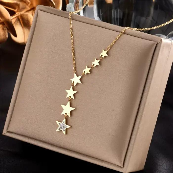 XIYANIKE 316L acier inoxydable étoiles Zircon colliers breloques chaîne colliers ras du cou 2021 nouveau pour les femmes mode bijoux Collier