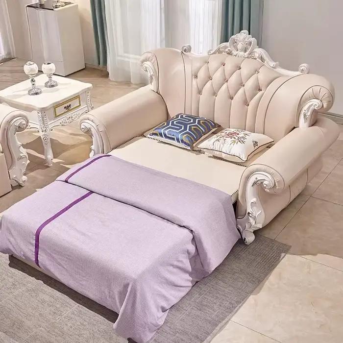 Canapé-lit en cuir multifonctionnel pour salon, canapé double classique, divano soggiorno pour couples, mobilier de maison de style européen