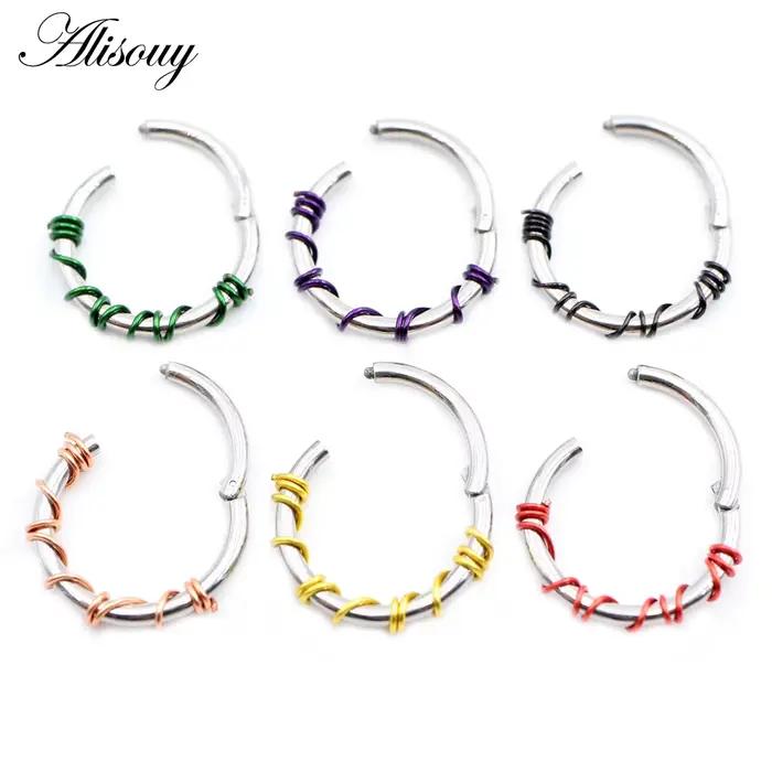 Alisouy-Générateur de piercing Septum en acier, anneau de segment articulé ClUNICEF, boucles d'oreilles Goth Antarchoop, cartilage d'oreille Jules Helix, 1 pièce