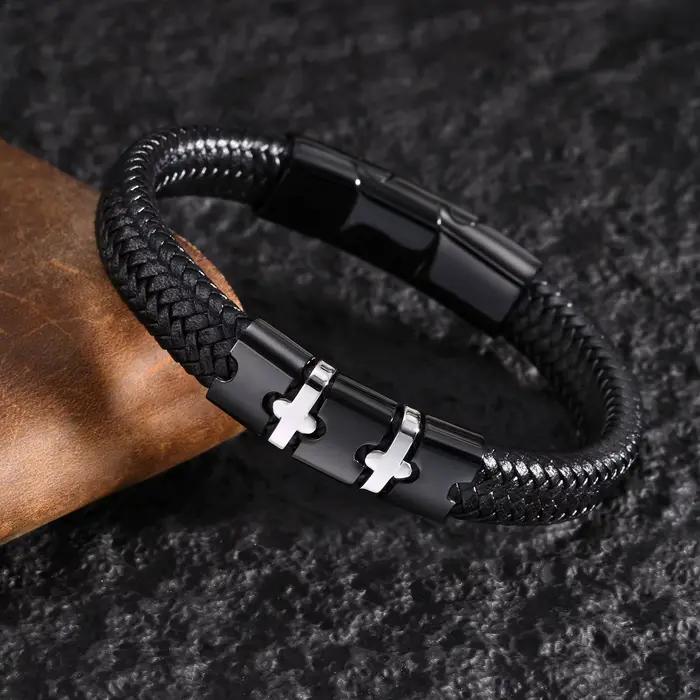 Bracelet en cuir avec noms personnalisés pour hommes