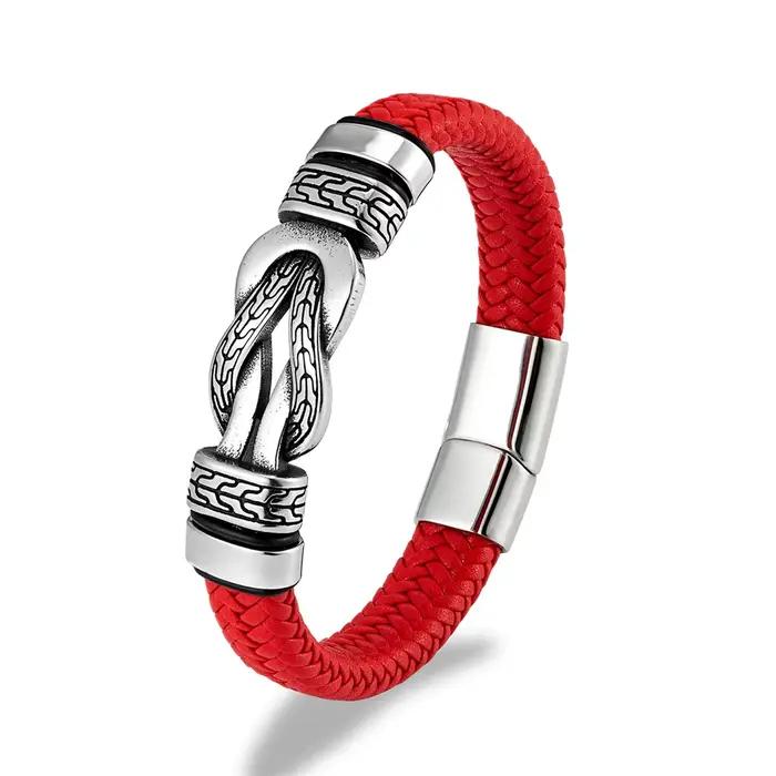 Bracelet en cuir vintage avec symbole de l'infini pour homme