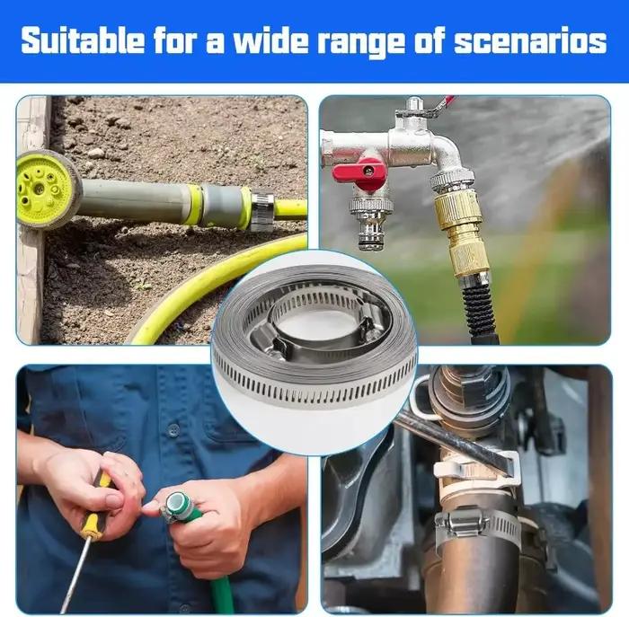 Collier de serrage réglable en acier inoxydable avec boucle de fixation, connecteur de fixation métallique pour tuyau, ensemble de fixations pour robinet et plomberie