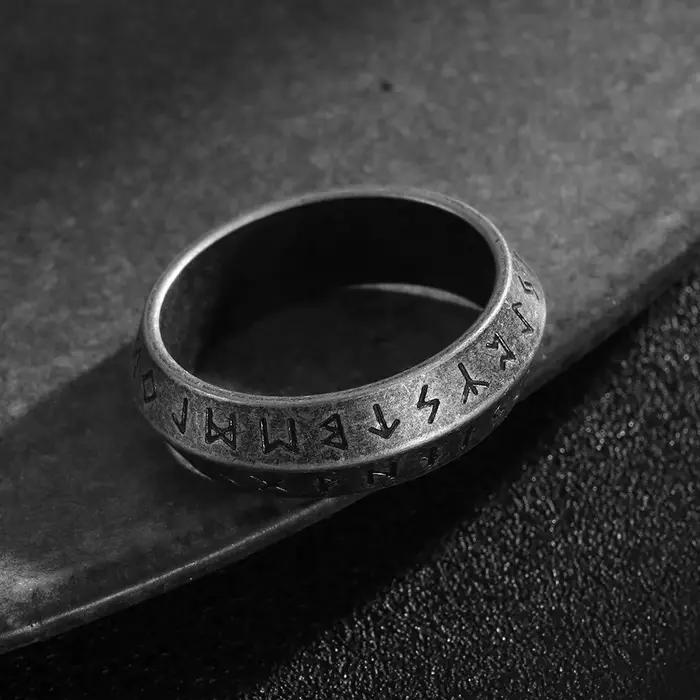 Bague Viking nordique Futhark Runes pour hommes