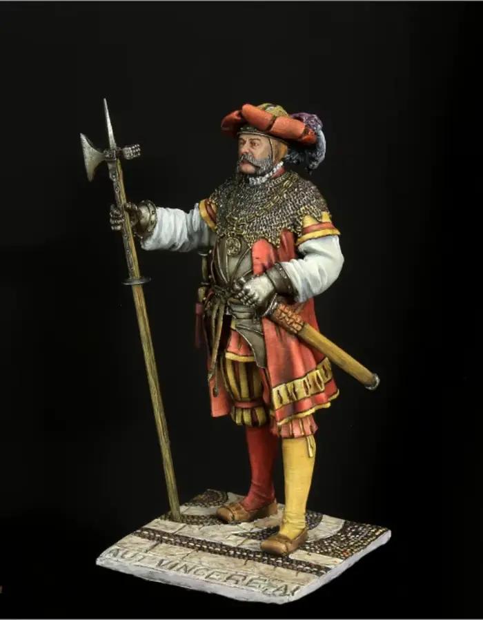 Figurine en résine moulée sous pression Captain Landsknecht, échelle 1/24, kit de modèle assemblé, jouets miniatures pour loisirs historiques, non assemblés et non peints