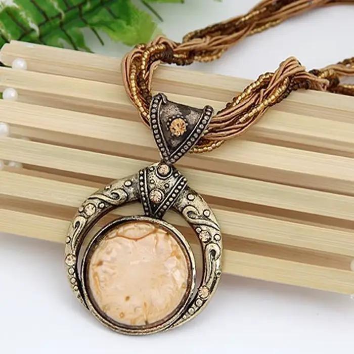 Collier Vintage bijoux mode populaire rétro bohême Style multicouche perles chaîne cristal Grain pendentif