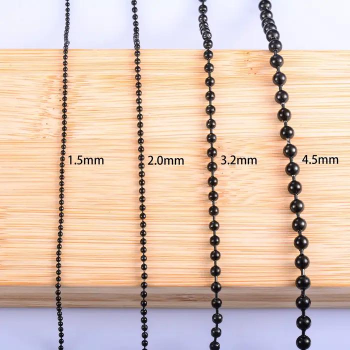 Bracelet de perles pour hommes et femmes, en acier inoxydable, boule à maillons, chaîne de cheville, plaqué noir, accessoires de bijoux Rolo, cadeau
