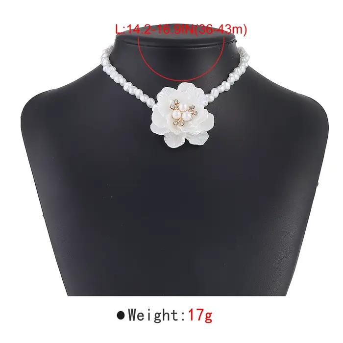 Collier fleur de camélia élégant, tour de cou, collier de perles, mode, clavicule, bijoux, accessoires