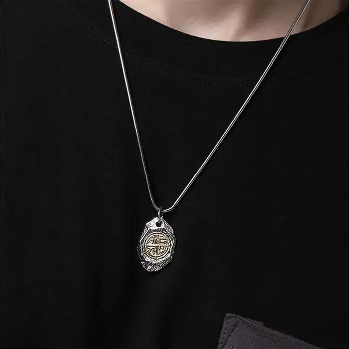 Pendentif en pierre Vintage Boundless Joy pour homme, bijoux de style ethnique, collier porte-bonheur, accessoires de personnalité pour homme, accessoires pour pull