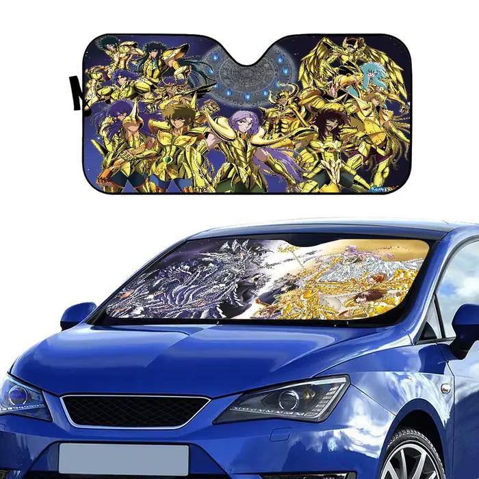 Chevaliers du zodiaque dessin animé imprimé voiture pare-brise pare-soleil couverture pliable automobile pare-soleil visière fenêtre Uv voitures garder au frais
