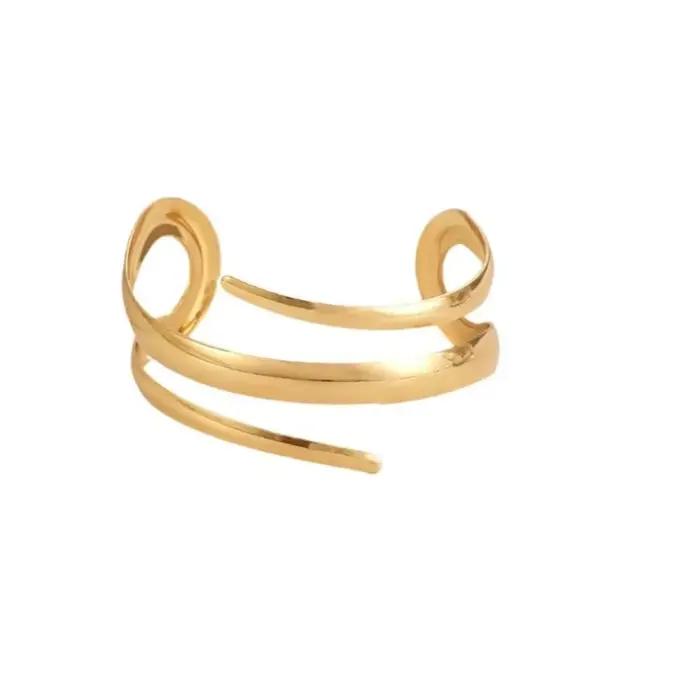 Ensemble de bijoux pour femmes, Bracelet épais européen et américain, couleur or, ligne géométrique, ensemble combiné de bagues