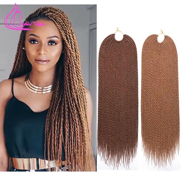 Cheveux raffinés synthétiques petites tresses au Crochet tresse torsadée sénégalaise 30 racines/pièce Extensions de cheveux tressés pour femmes africaines et filles