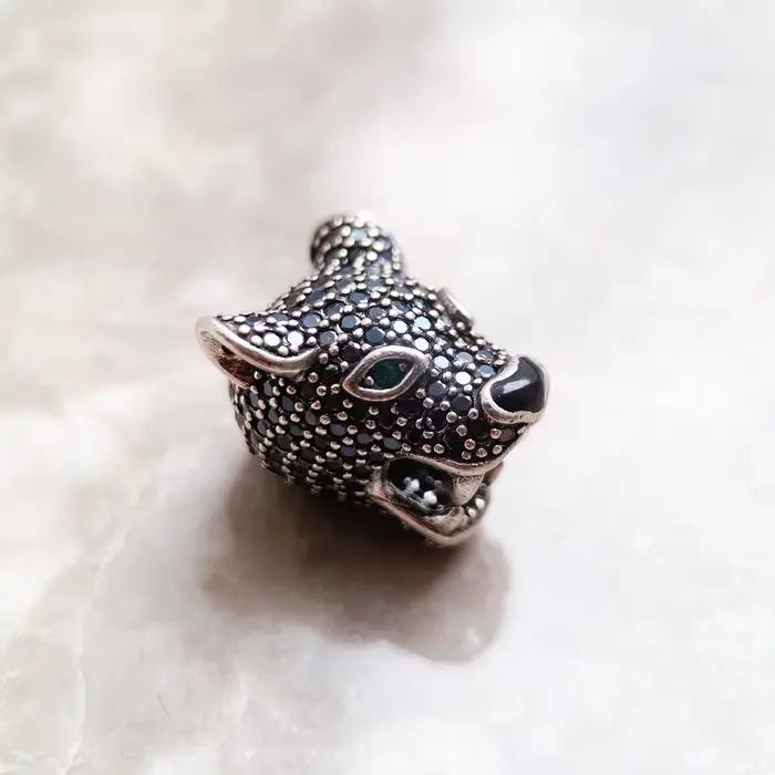 Perles léopard panthère, nouveau breloque en argent Sterling 925 massif, bijoux européens, cadeau de rue rebelle pour femmes et hommes