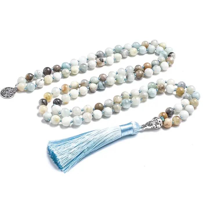 Collier Japamala en Amazonite Naturelle 8mm