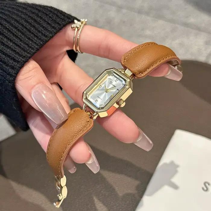 Montres à bracelet en cuir tendance pour femmes, montres-bracelets élégantes et précises, montres minimalistes résistantes à l'eau, montre-bracelet pour femme