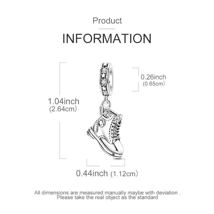 Breloques en argent sterling 925 avec zircon cubique CZ en forme de botte, compatibles avec les bracelets originaux, pour la création de bijoux DIY, cadeau pour femme