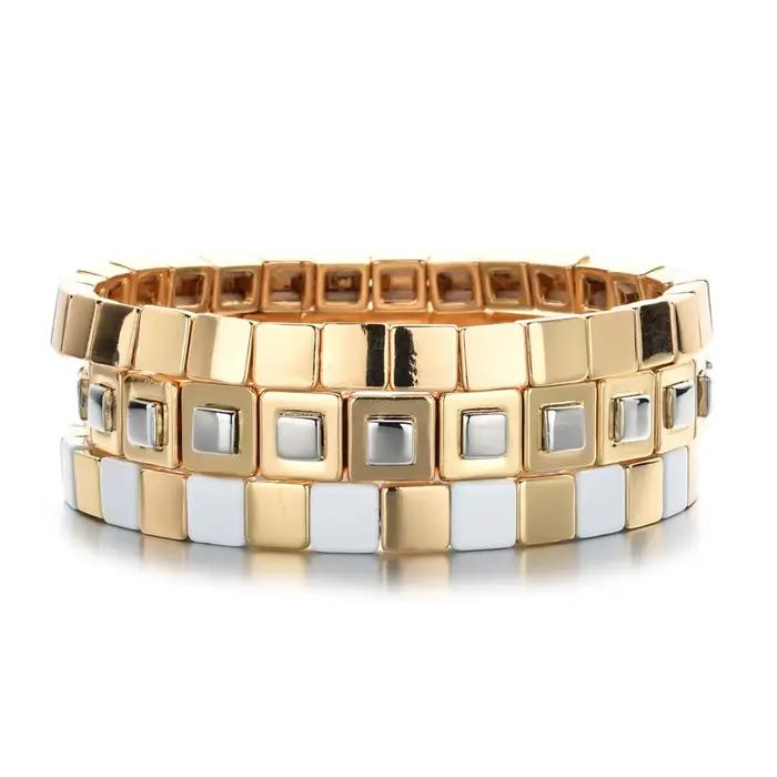 Bracelet en or émaillé pour hommes et femmes, bijoux faits à la main, bracelet jonc, été, plage, bricolage, document, amis