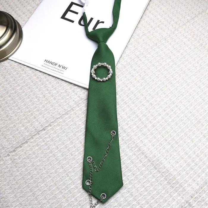 Décoration de chaîne de perles, pas besoin de nouer, style JK pour filles, style universitaire, simple et tendance, accessoires de chemise polyvalents